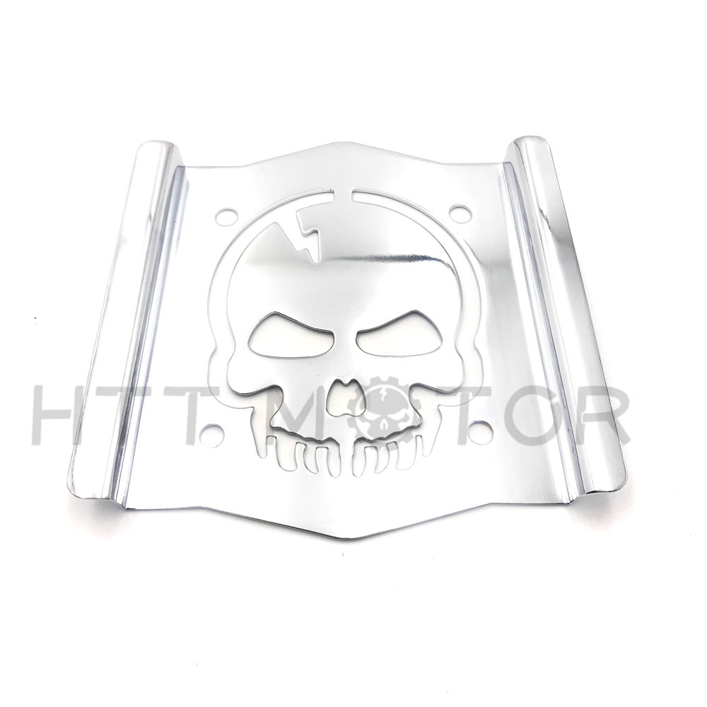 Skull Backrest Sissy Bar Plate Chrome Universal Fit