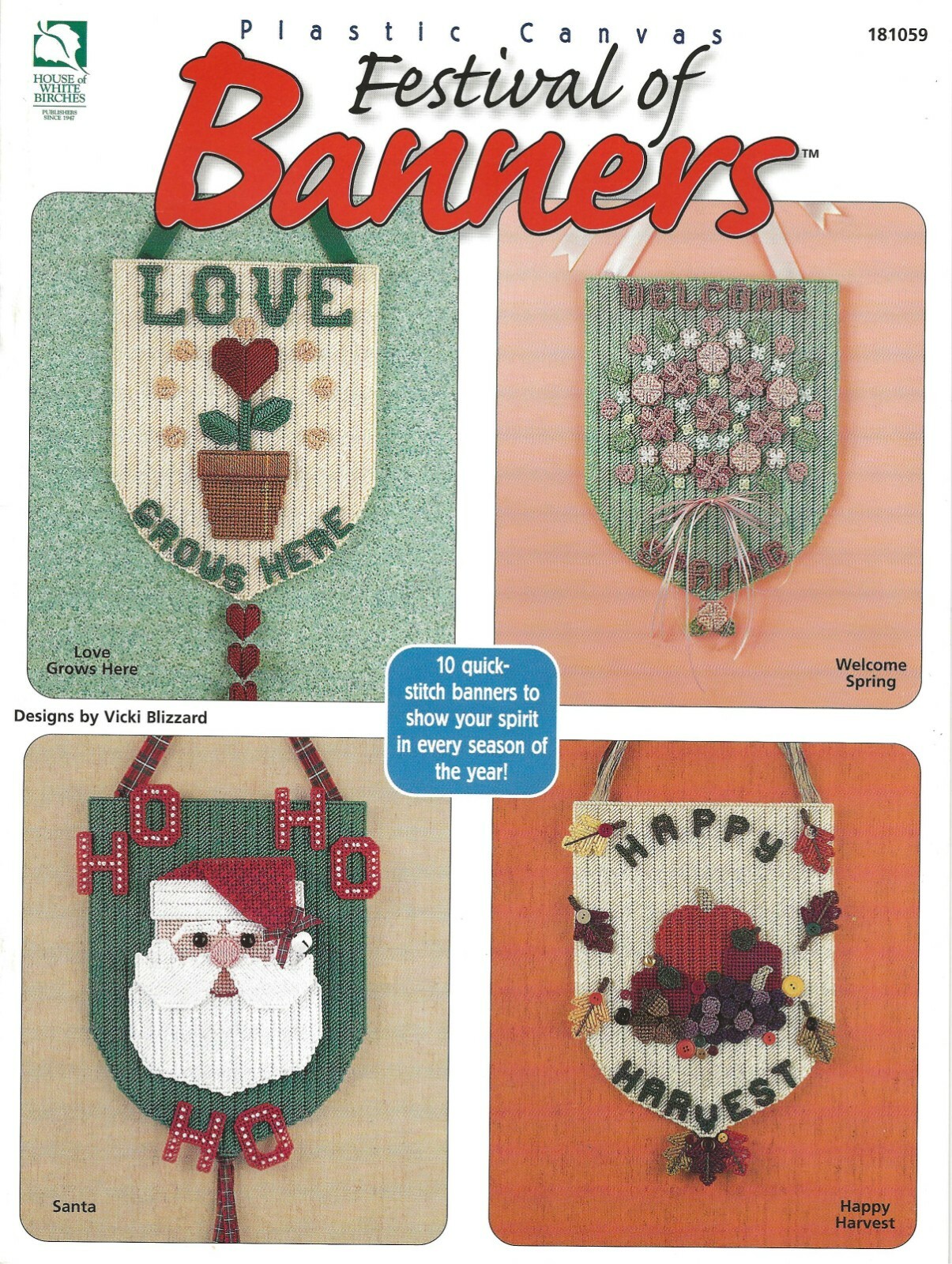 Festival Of Banners Plastic Canvas Love Grows Here Happy Harvest Santa Welcome