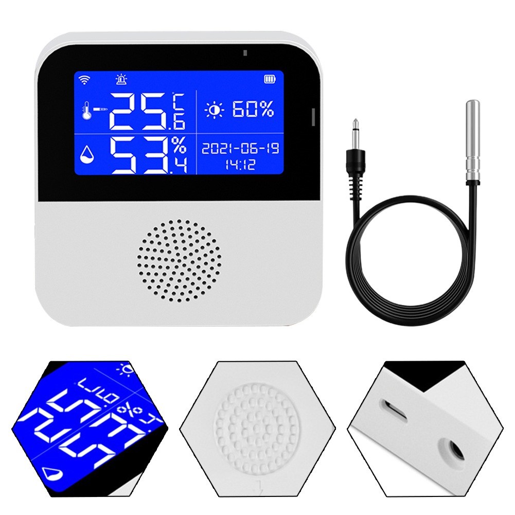 WiFi Temperature Sensor W/ External Probe For Tuya Temperature Humidity Monitor