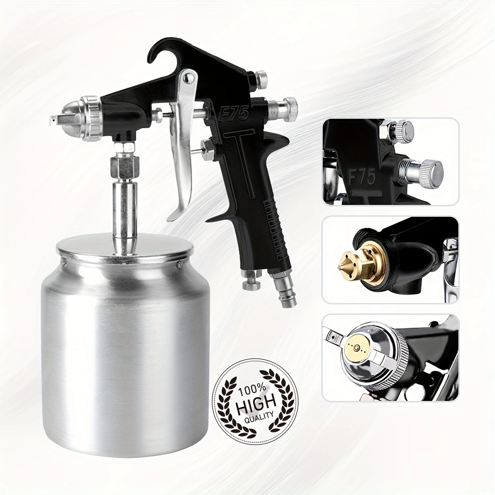 F-75 Spray Gun 1.5mm Nozzle w 400/750ml Cup Adjustable Color for Cars & Painting
