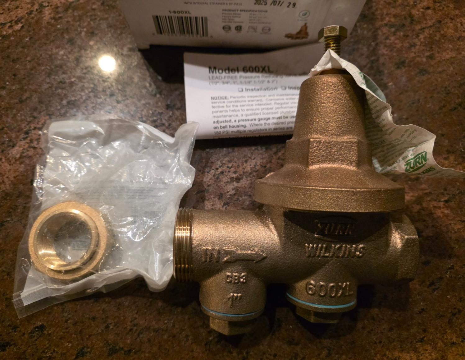 Zurn 1-600XL 1 inch Water Pressure Reducing Valve with Union