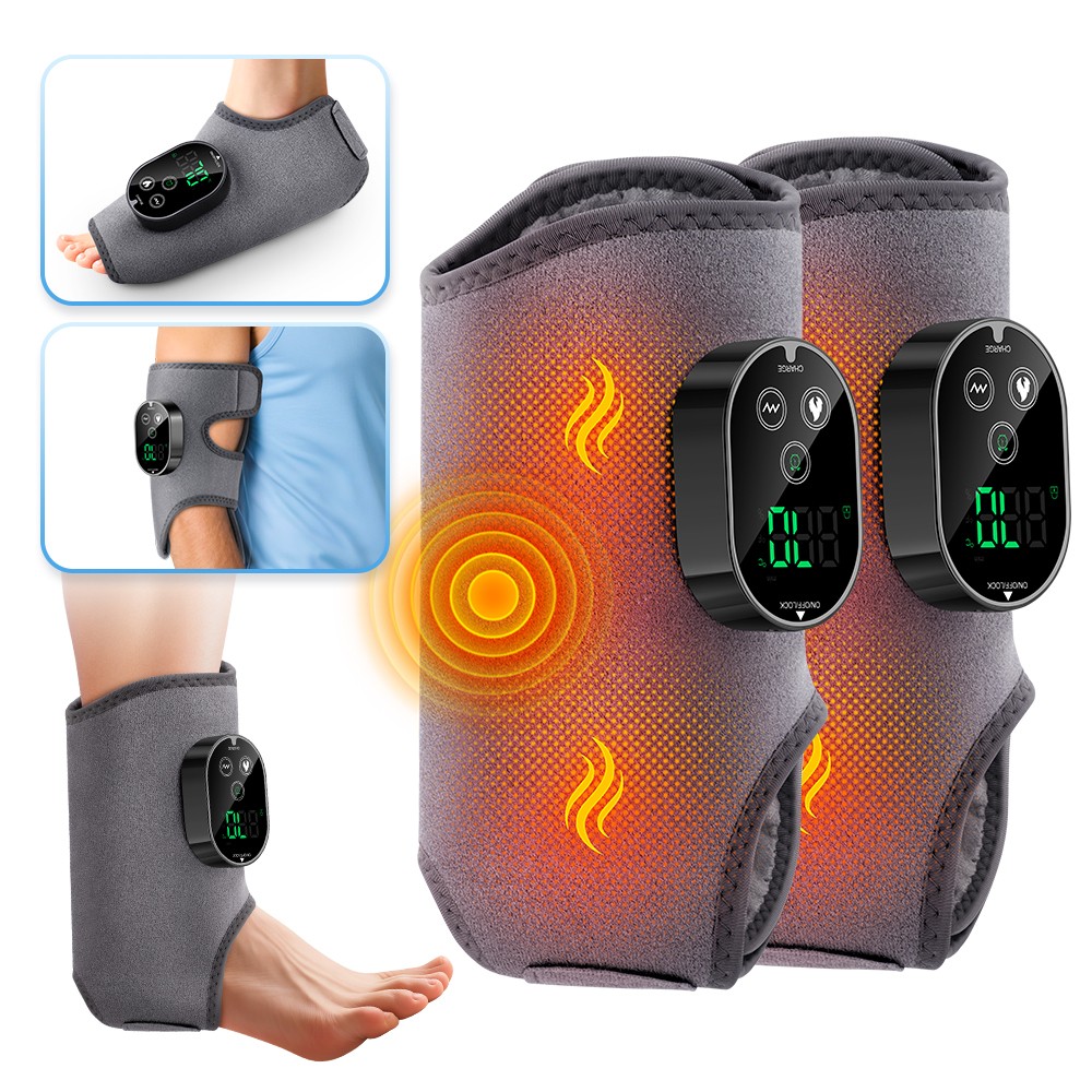 2 Pack Electric Foot Ankle Massager Pain Relief 6 Heat Levels, 3 Vibration Modes