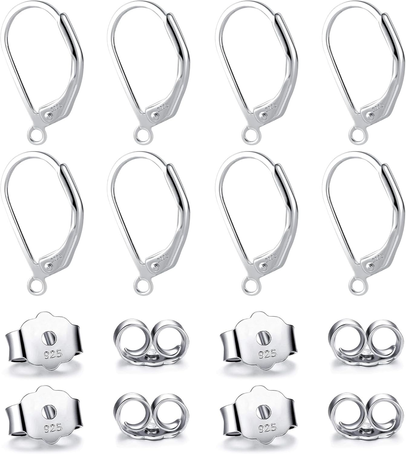 Elegant 16pcs Sterling Silver Dangle Hooks - Safe Hypoallergenic Earring Support