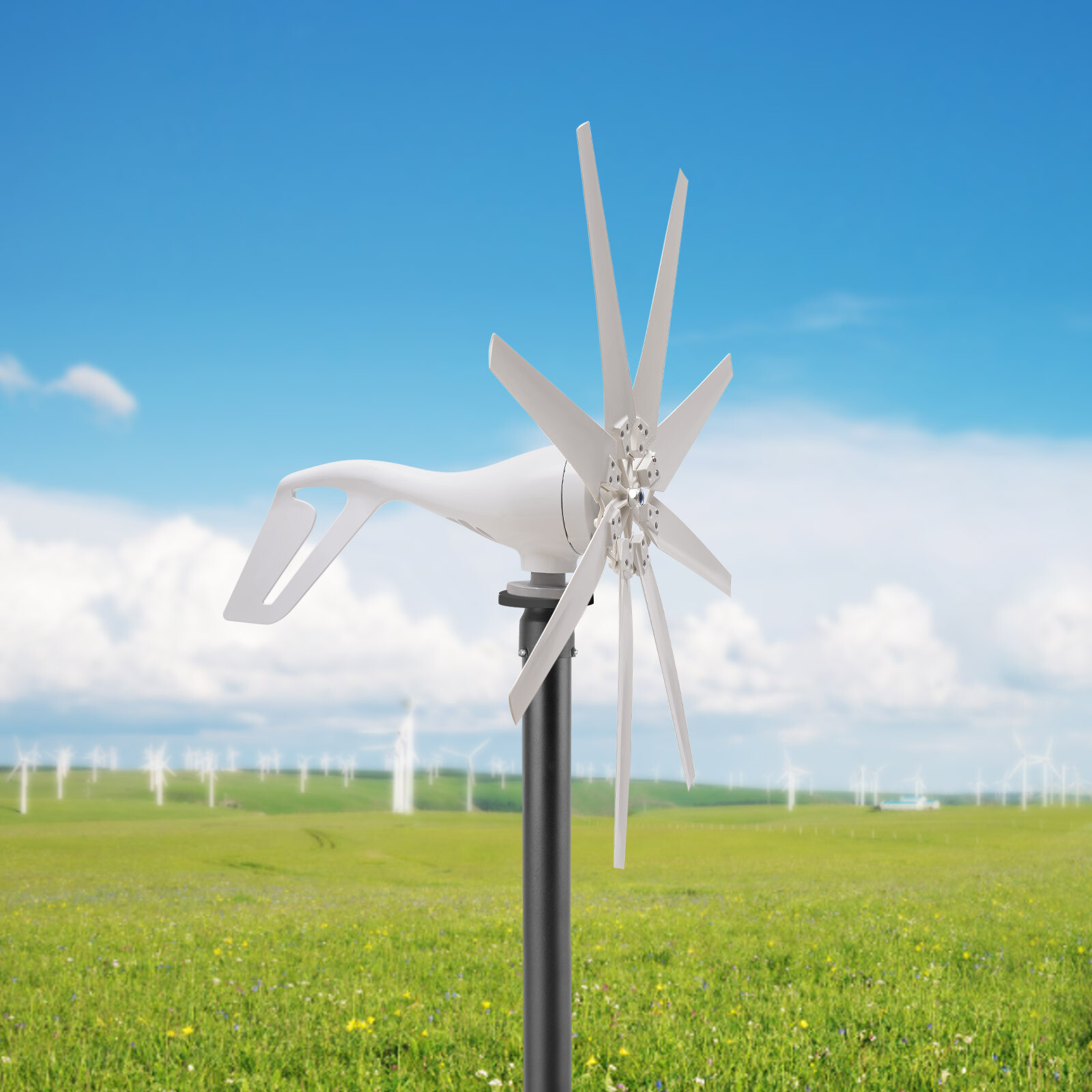 600W 8 Blades Wind Turbine Generator Kit with Charge Controller Windmill Power