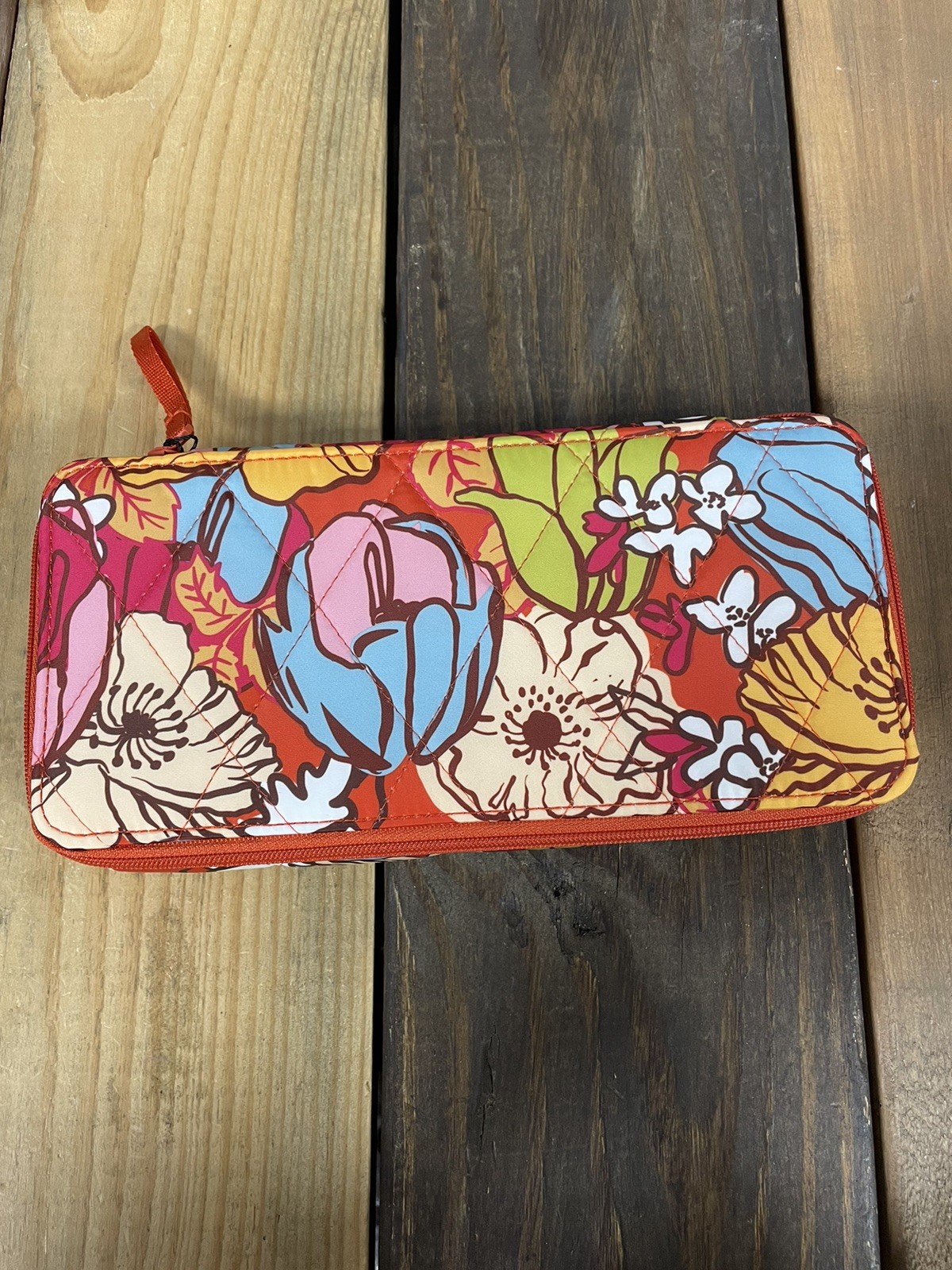 Vera Bradley Large Travel Pill Case Ultralight Midday Garden Organizer Orange