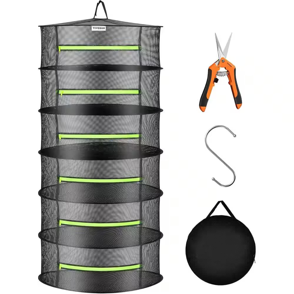 VIVOSUN Mesh Drying Rack Hanging Herb Dryer 6 Layer Plant Flower Drying Net
