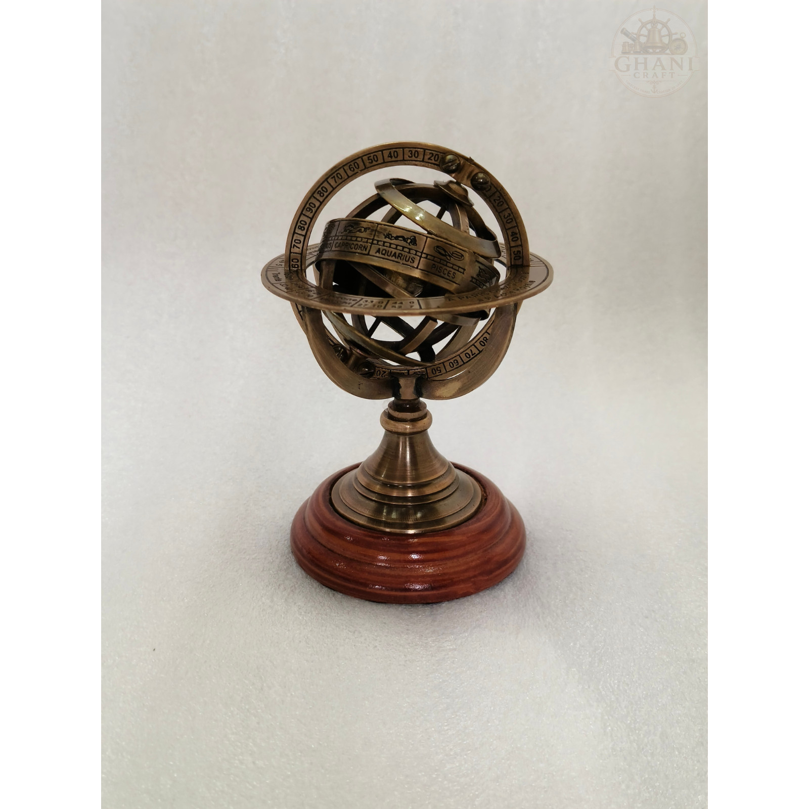 Brass Armillary Sphere, Nautical Desk Decor, Handmade Globe Ornament