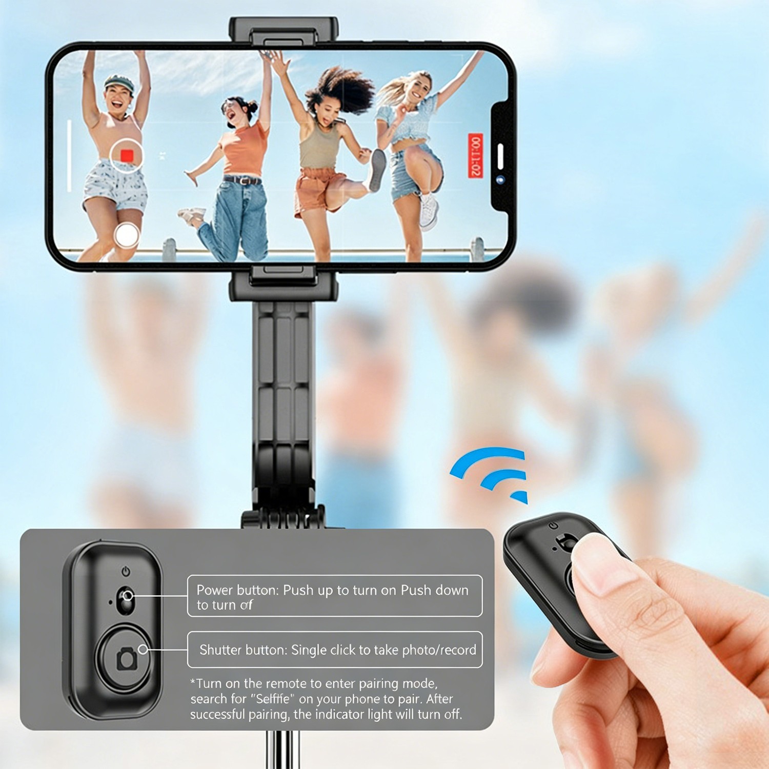 42" Cell Phone Selfie Stick Tripod Wireless Remote Extendable for iPhone/Android