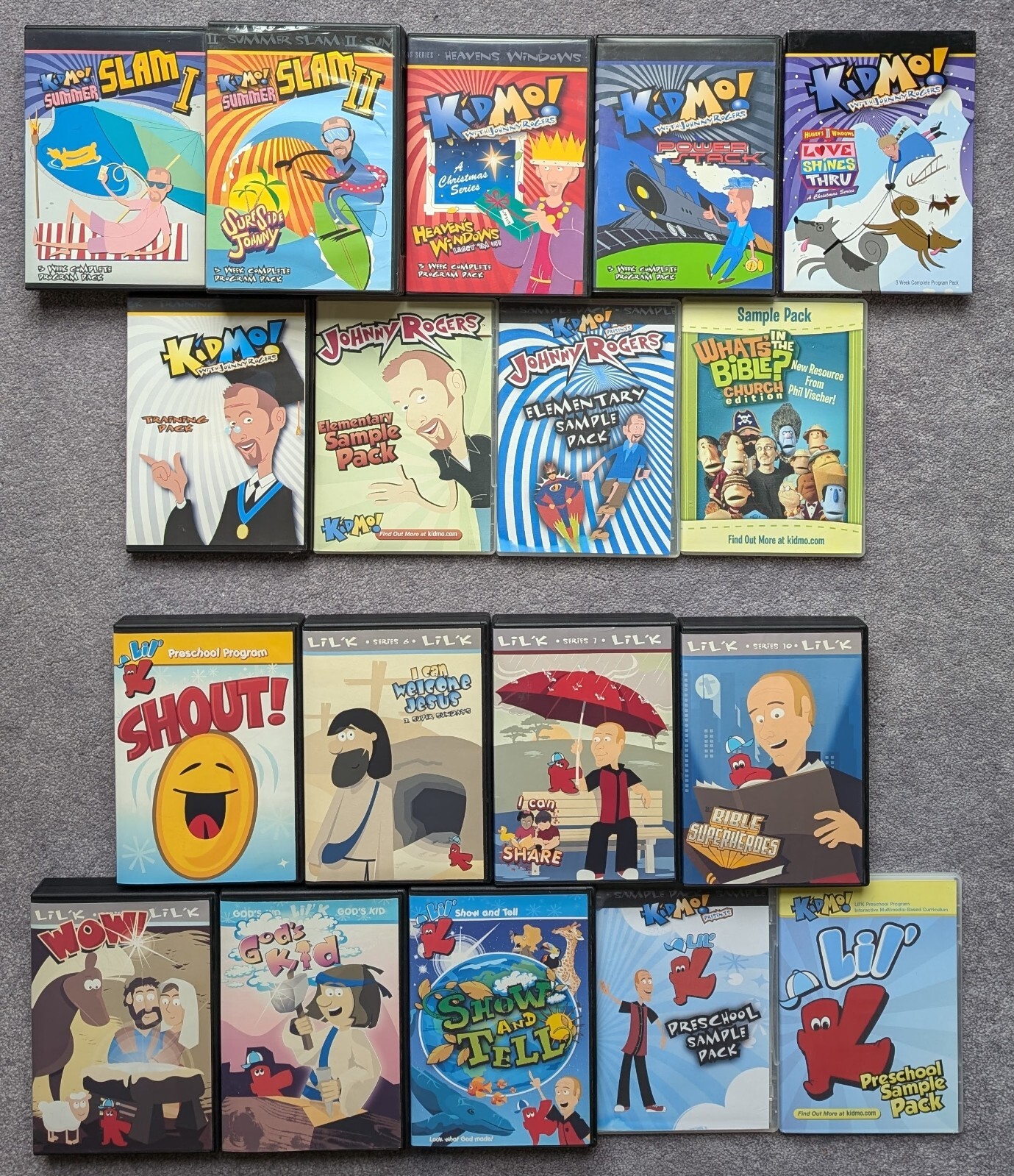 KidMo Lil K Johnny Rogers Bible Study Homeschool Christian Curriculum CD DVD Lot