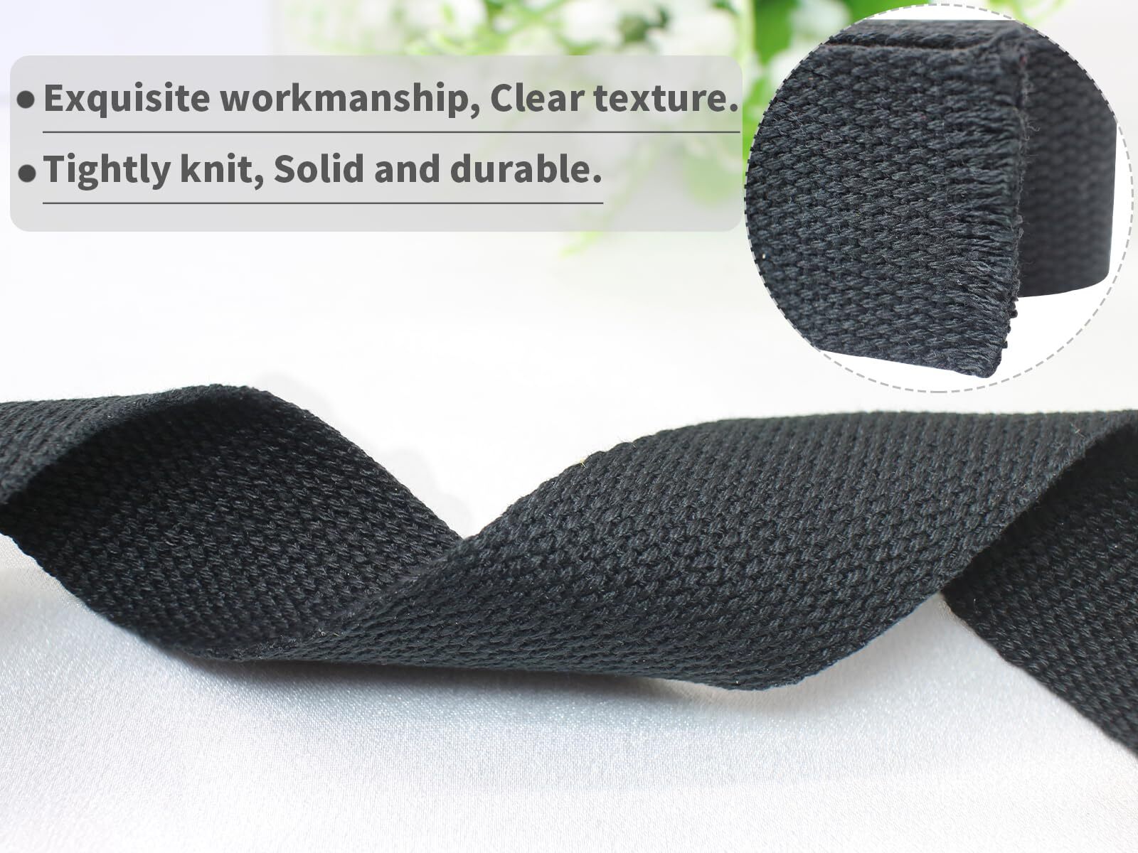 1-1/2 Inch 30Ft Heavy Cotton Webbing Strap Wide Flat Weave Webbing Strap