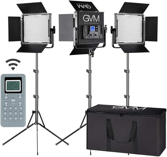 GVM 672S-B 22000Lux 3 LED studio Light CRI97,TLCI97 Dimmable Bi-Color 3200-5600K