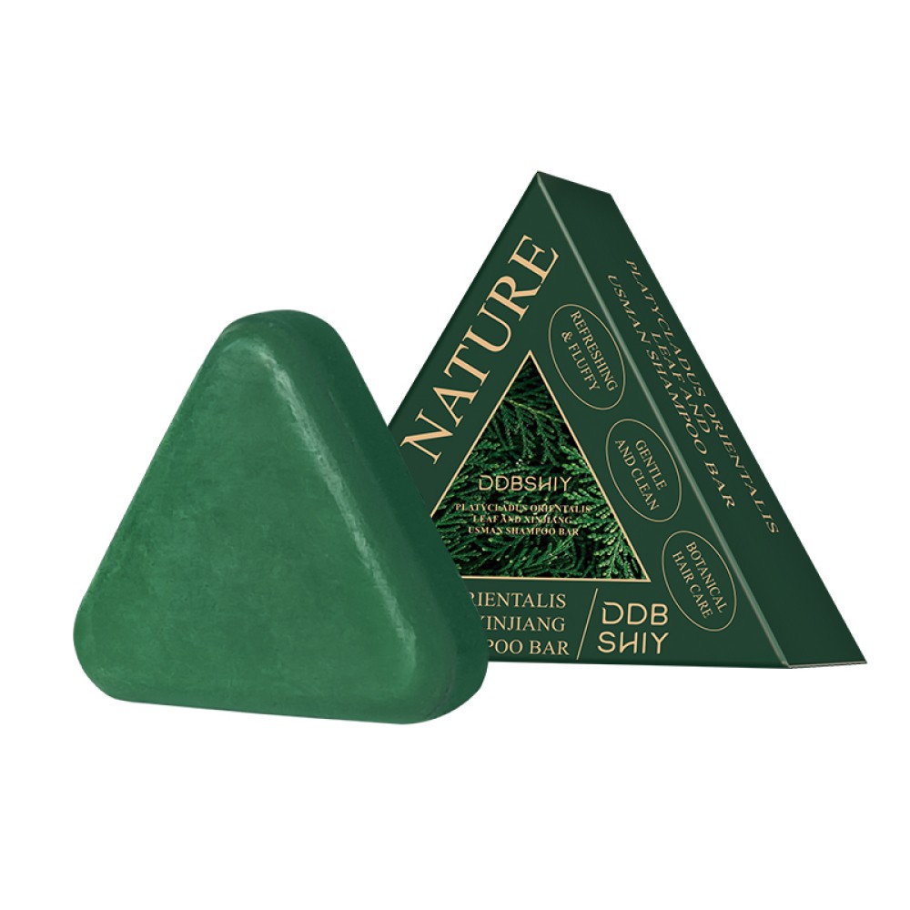 Usman-Grass Cypress Leaf Shampoo Bar Nature Triangle Shampoo Soap Deep Cleansing