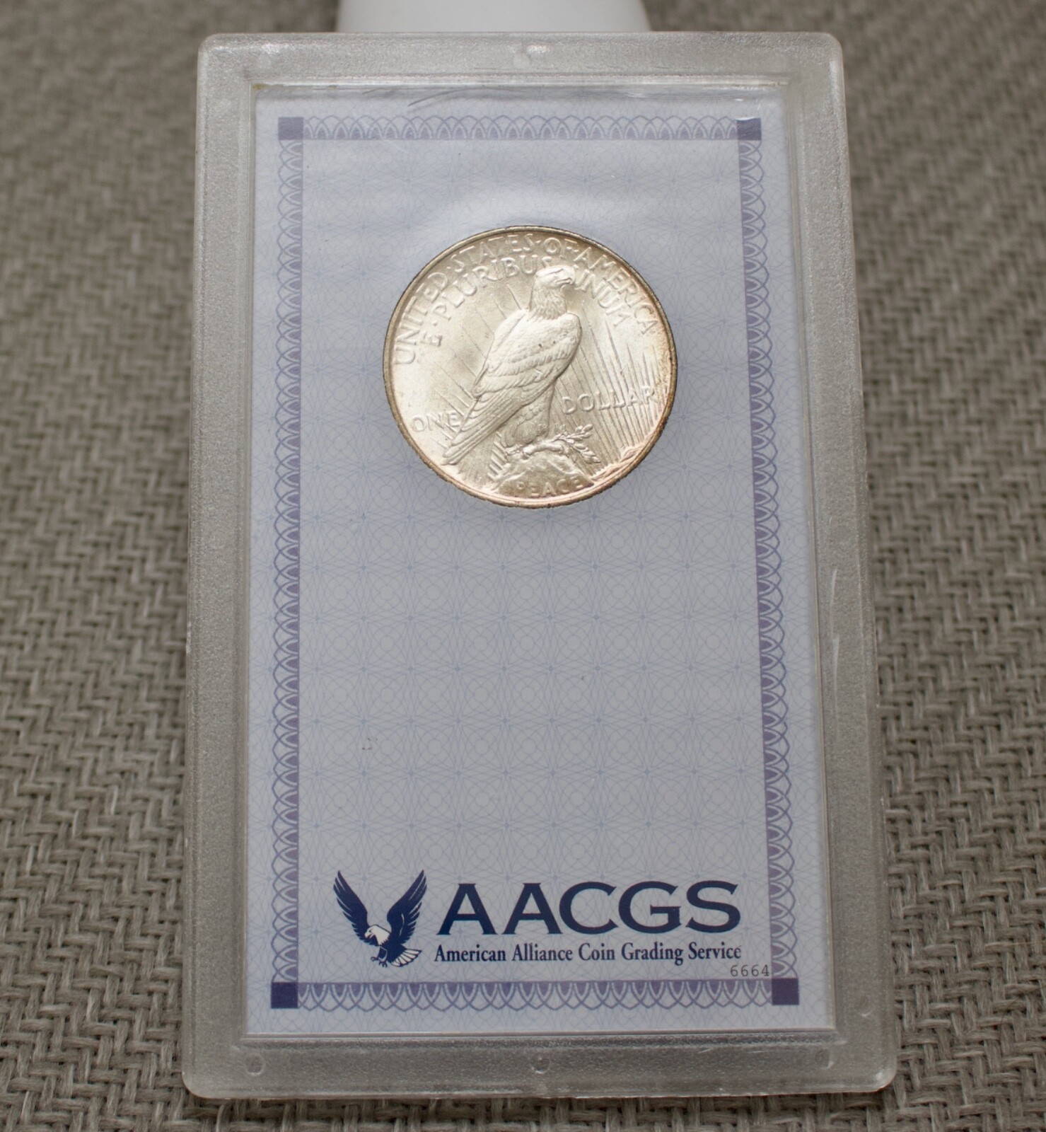 1922 UNCIRCULATED PEACE SILVER DOLLAR AACGS