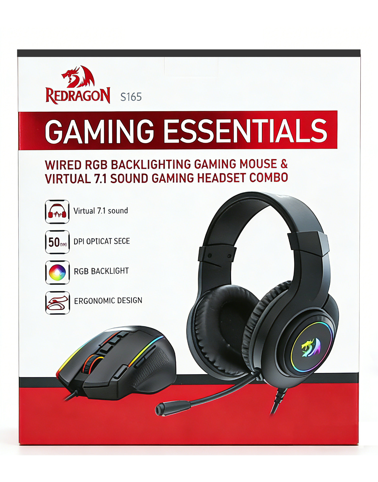 Redragon Gaming Essentials Headset Combo, Headphone + Mouse, Free Shpping