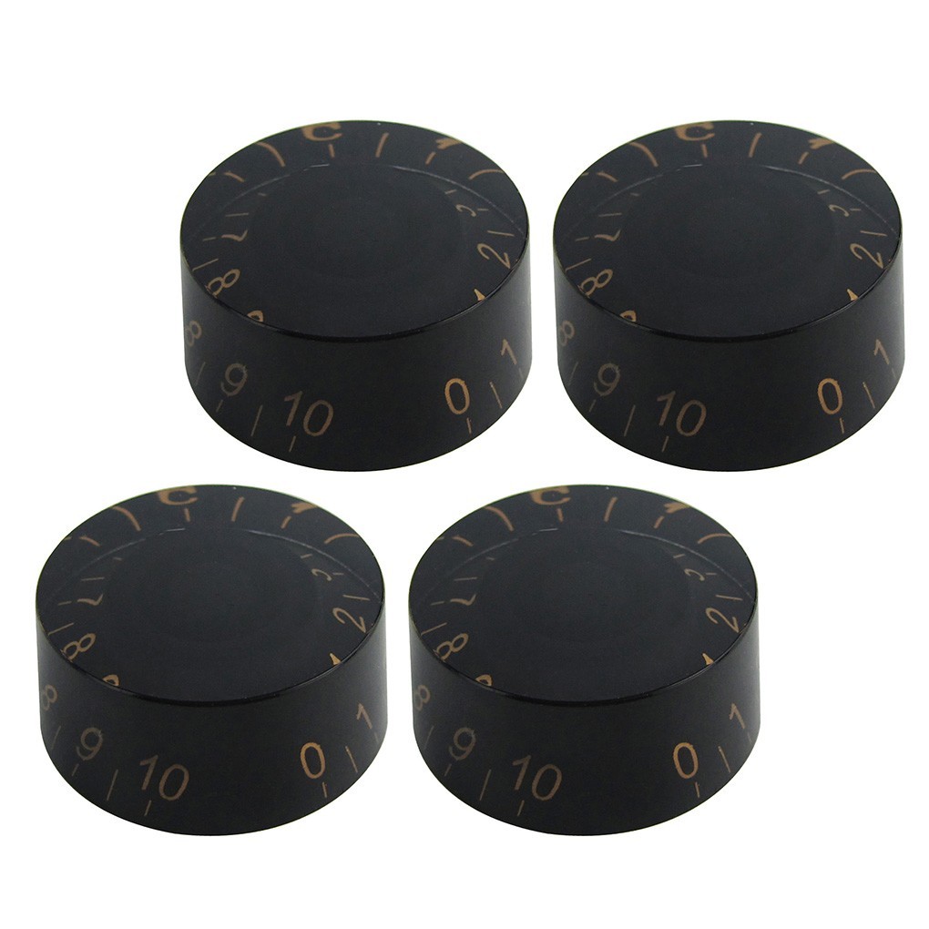 FLEOR 4PCS Barrel Style Black Volume Tone Control Speed Knobs Guitar Button