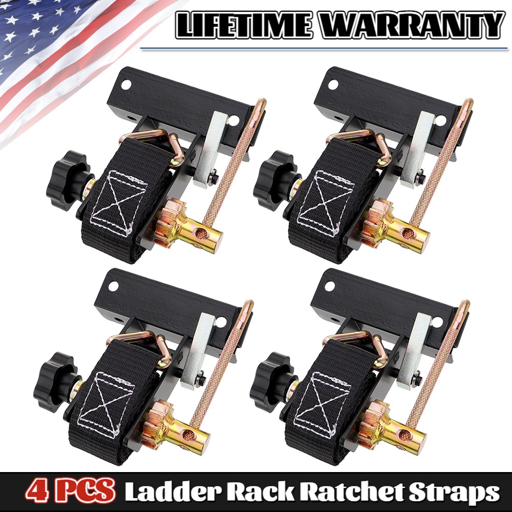 4Pack 1.5''x7.5'' Ladder Rack Ratchet Straps 500 lbs Load Heavy Duty Retractable