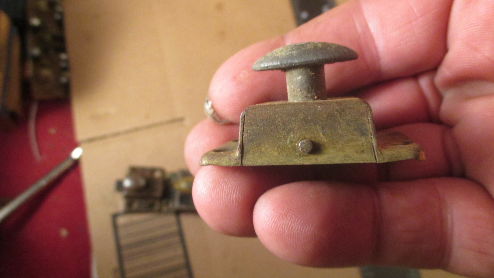 OLD Cupboard Slide Latch Hoosier Cabinet missing the catch 1 3/4x 1 1/4"