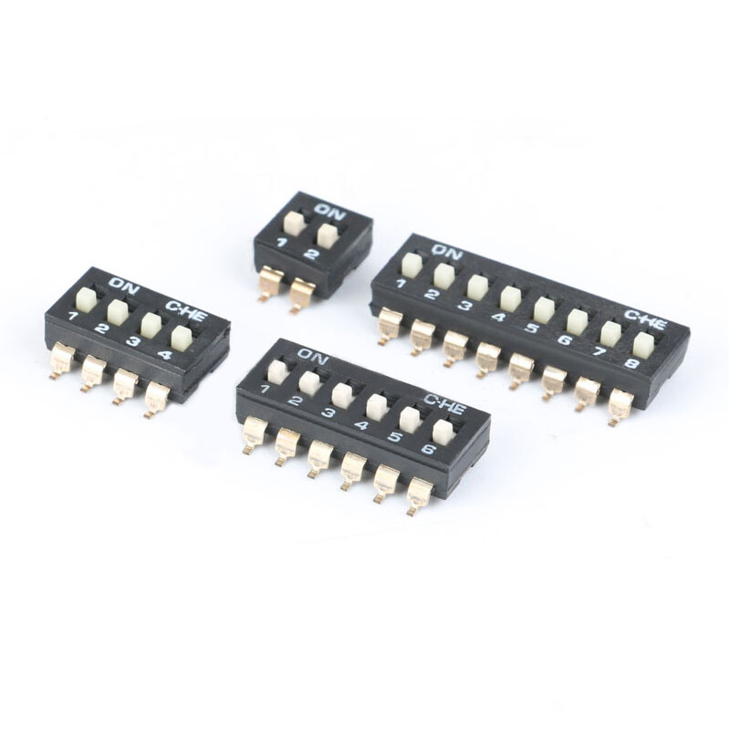 SMD DIP Switch 2.54mm Pitch DIP DIL Switch SPST Gold-plated 1 ~ 8P Toggle Switch
