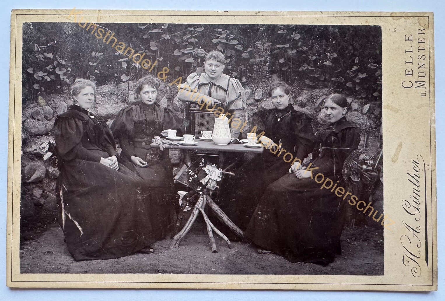 orig KAB cabinet photo photograph old picture fashion around 1890 Celle Munster women tea