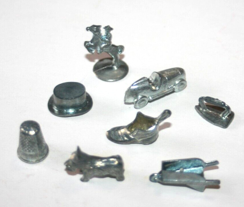 Monopoly Tokens Replacement Parts Pieces Set of 8 Vintage 1961