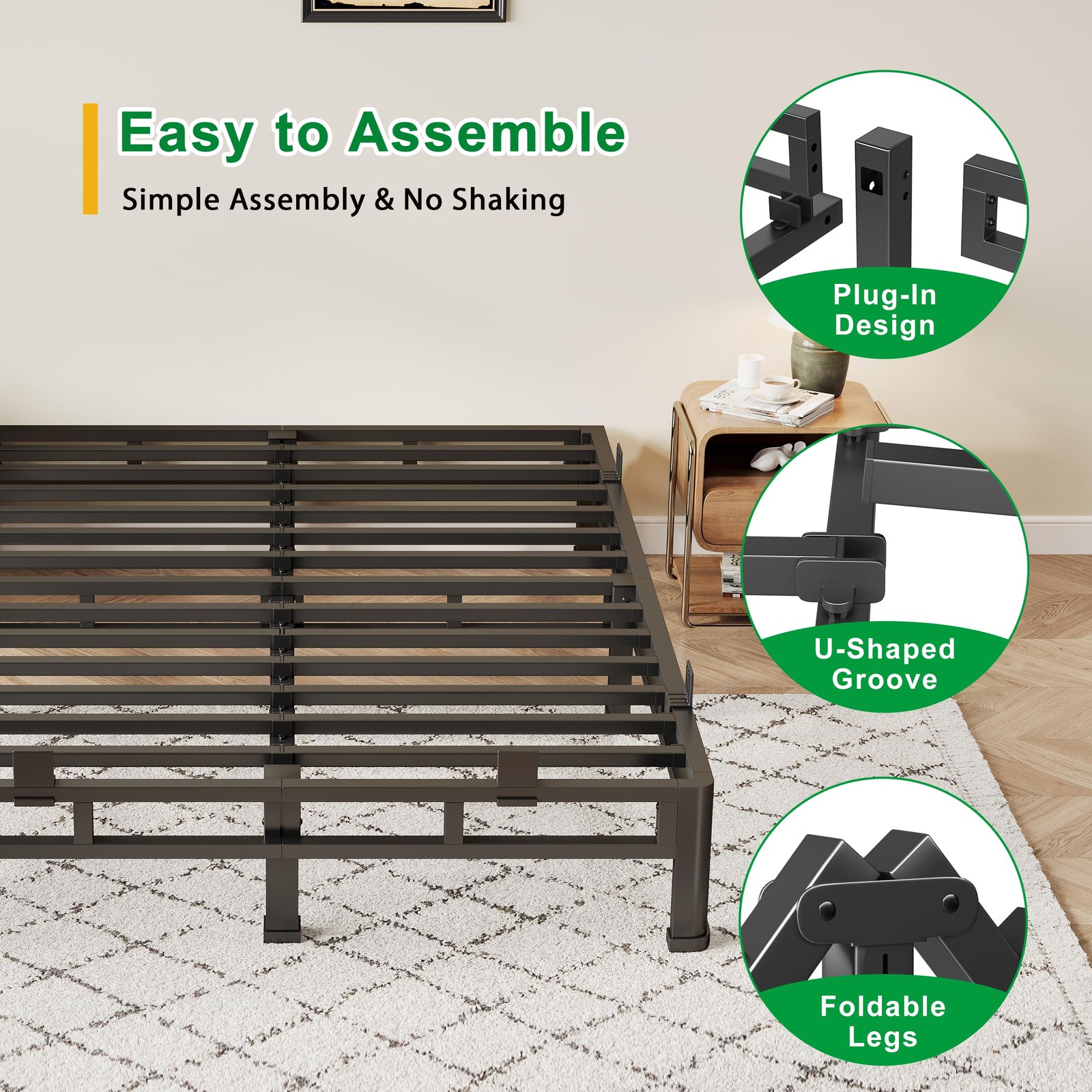 ROIL 7 Inch Full Size Bed Frame, Metal Bed Frame & Box Spring 2 in 1 Platform...