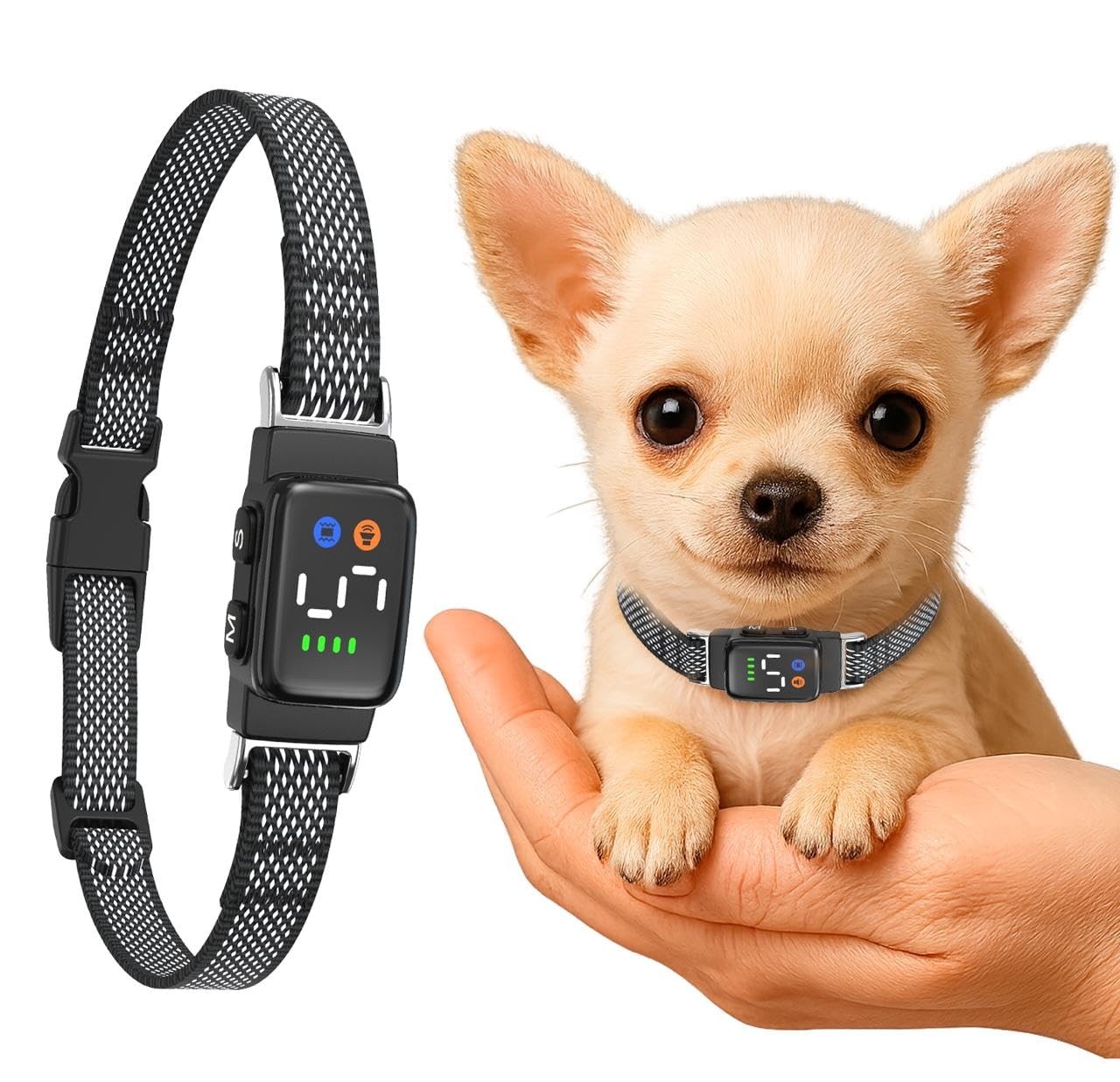 Teacup Bark Collar for Small Dogs 2-15lbs - No Shock Humane Anti Barking Coll...
