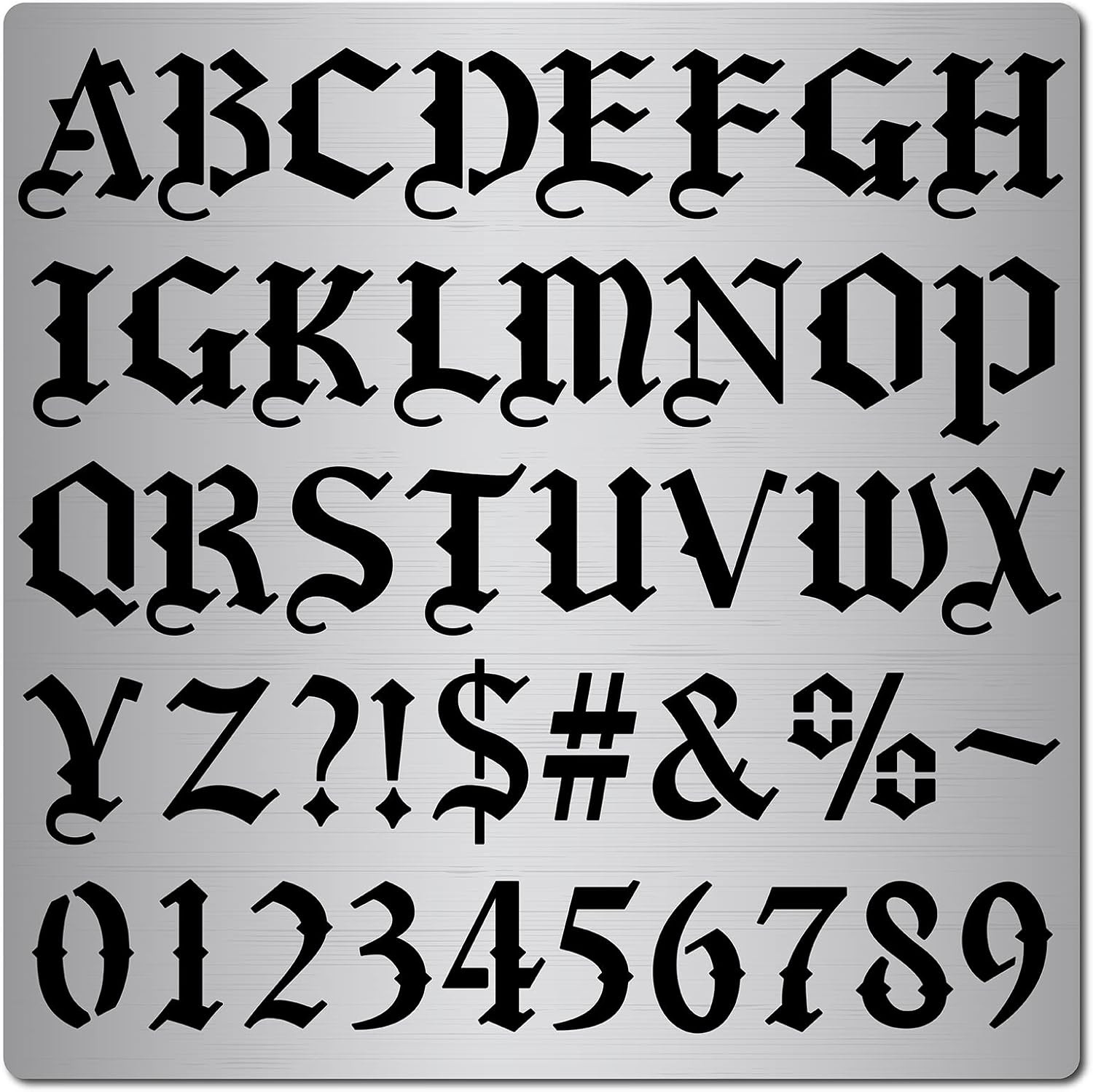 6.3 Inch Metal Gothic Font Lettering Stencil 1" High for Crafts and Engraving
