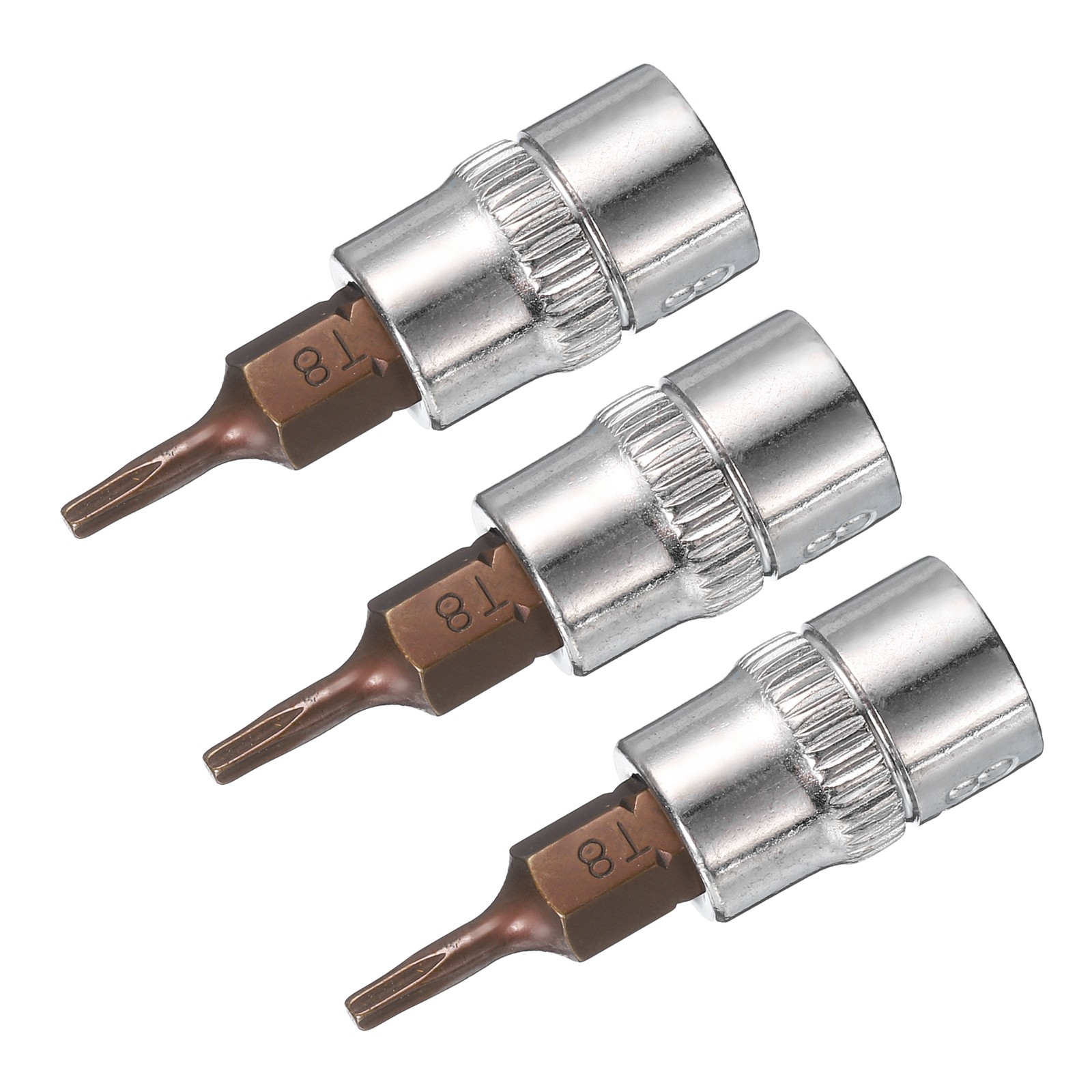 1/4-Inch Drive Bit Socket Torx T8 S2 Steel 38mm Length 3 Pcs