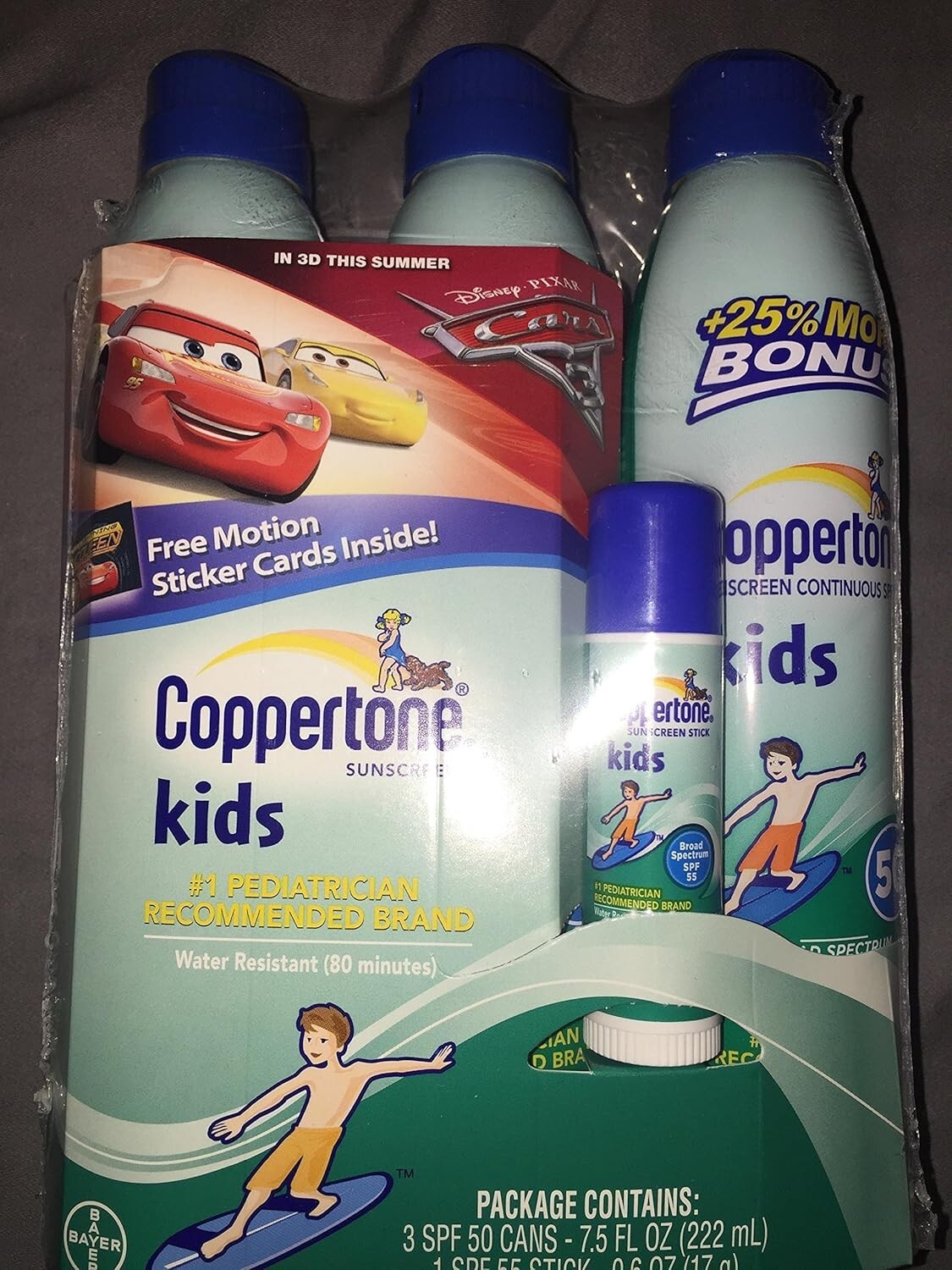 Coppertone Sunscreen Kids SPF50 3 PAck + 1 Stick SPF 55