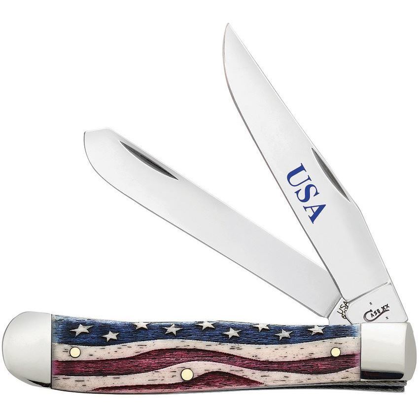 Case 64132 Trapper w/ Patriotic Natural Smooth Bone Handle (12962366)