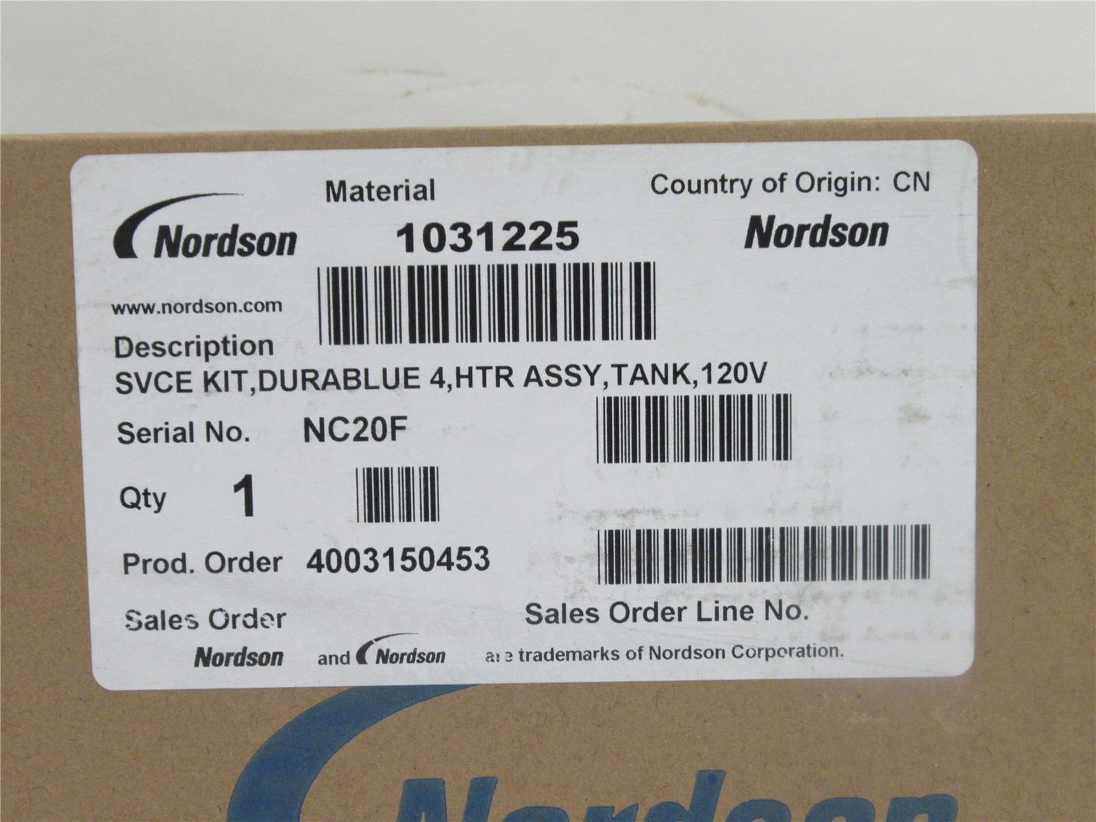 231611 New In Box; Nordson 1031225 Service Kit; Durablue 4; HTR Assembly; Tank