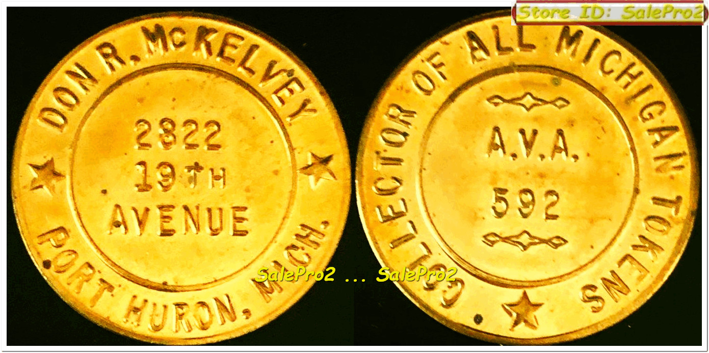 UNITED STATES 1970s USA MICHIGAN STATE A.V.A 592 PORT HURON COLLECTOR TOKEN COIN