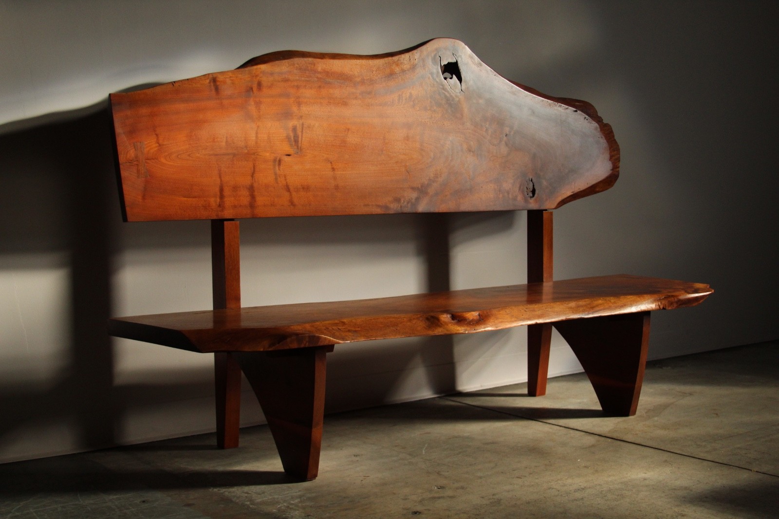 Studio Live-Edge Walnut Bench by Gino Russo, 1970s