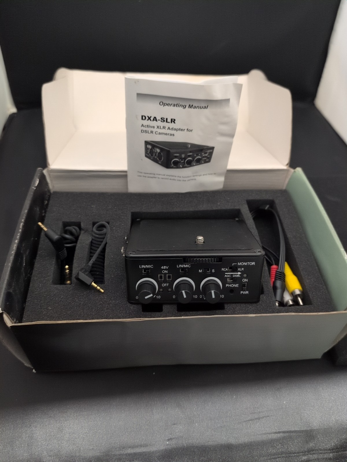 Beachtek DXA-SLR audio preamp/adaptor XLR inputs 3.5mm line in/out