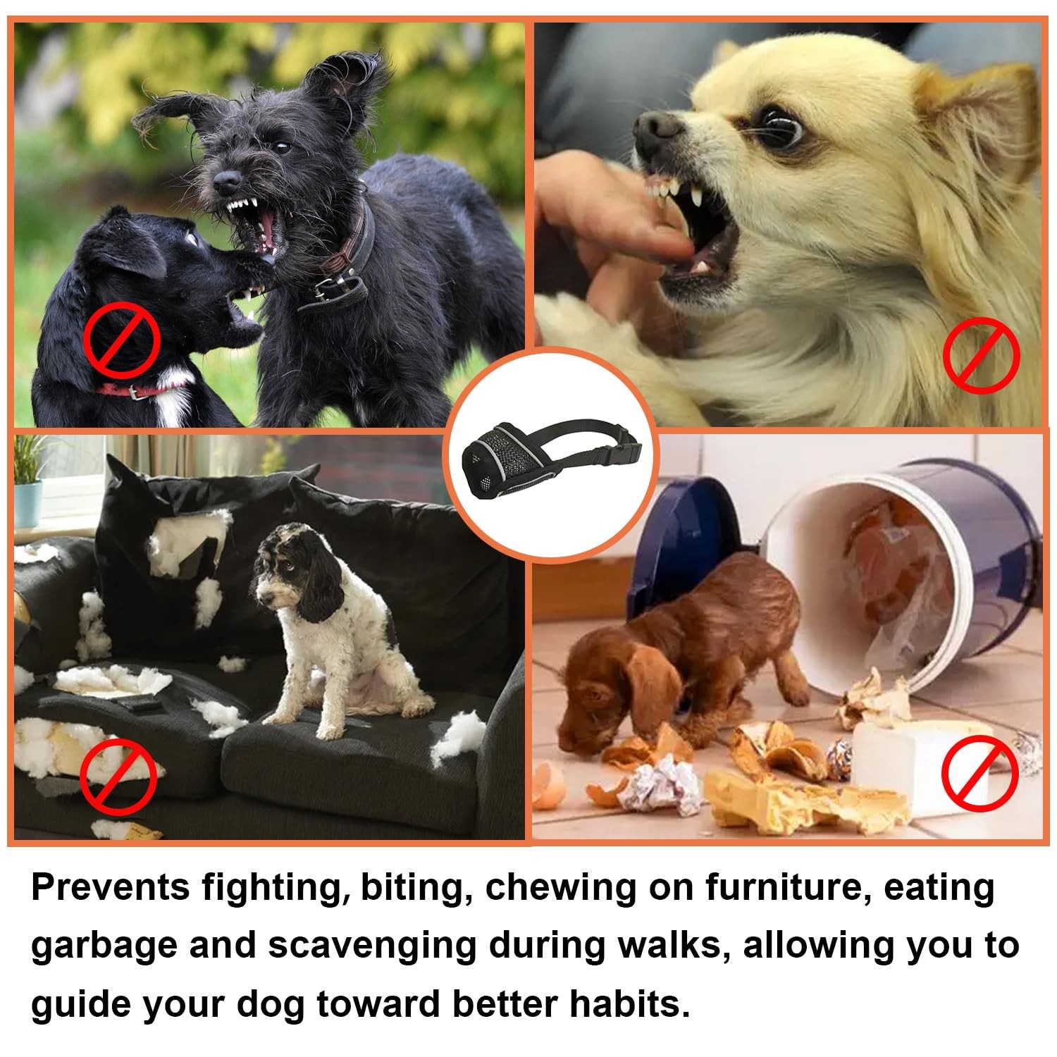 Dog Muzzle Soft Air Mesh Reflective XXS For Small Medium Large Training
