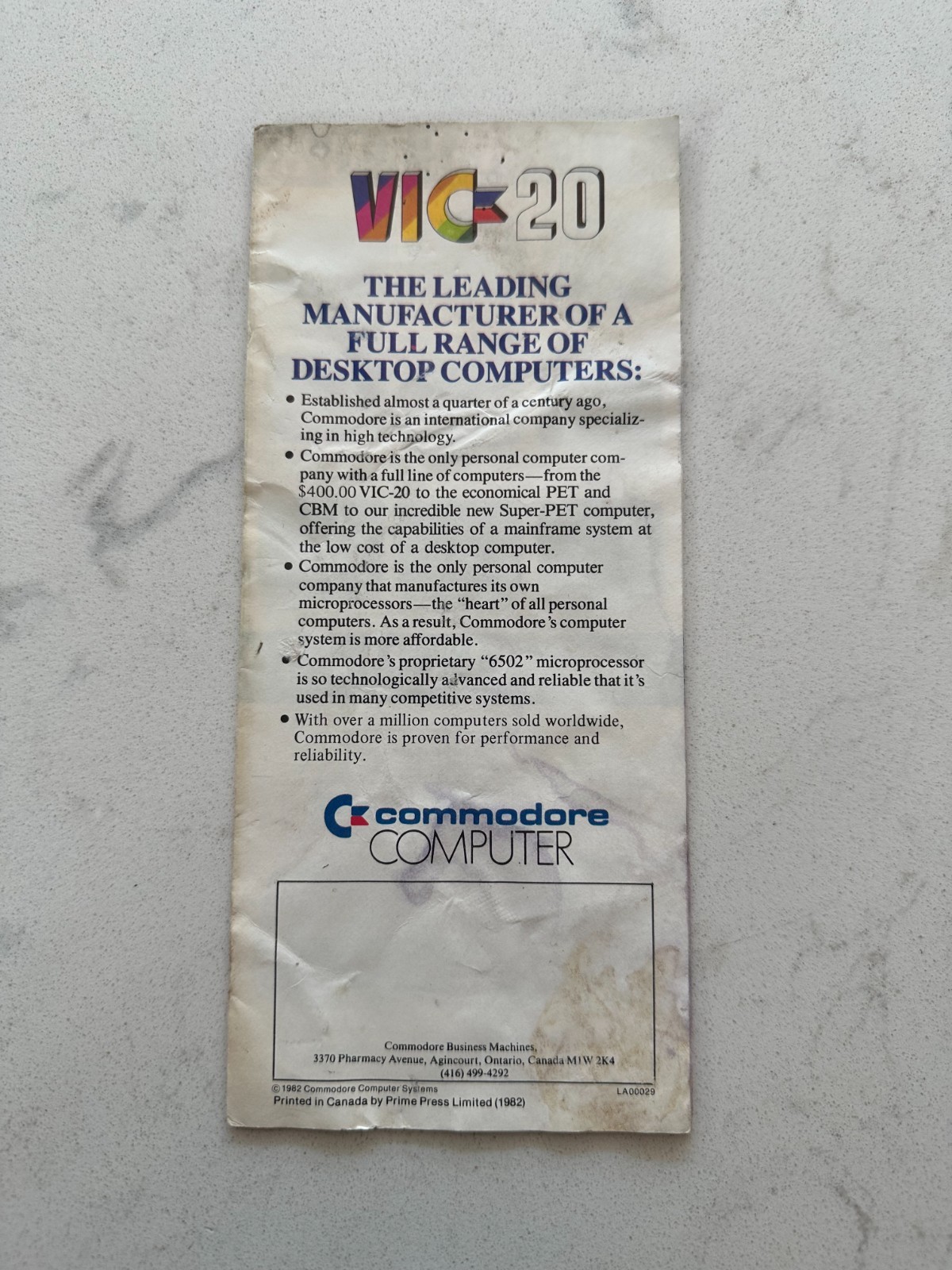Rare Commodore VIC-20 Ad Pamphlet Flyer Fold-Out