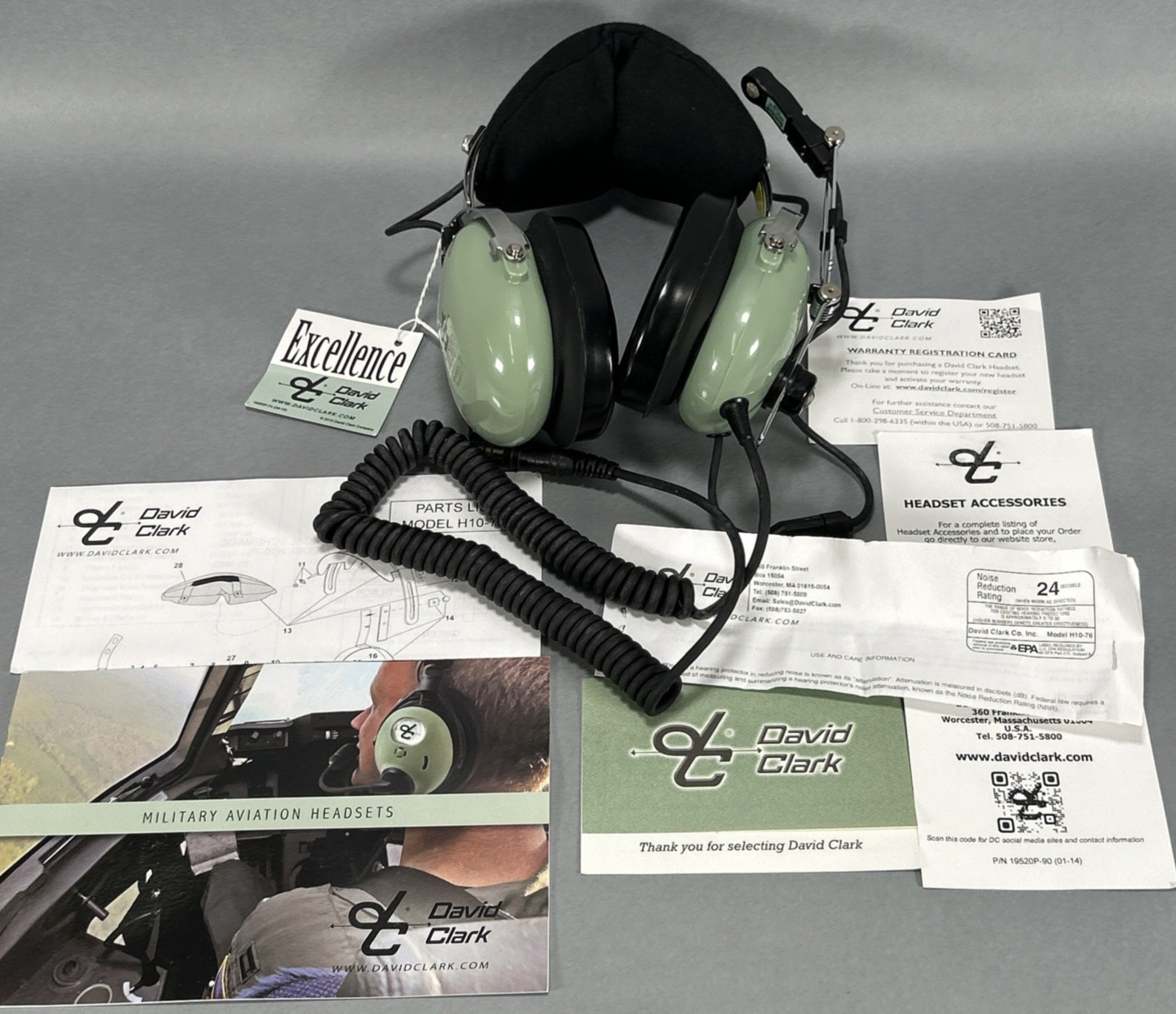 David Clark Aviation Headset H10-76 ; Green