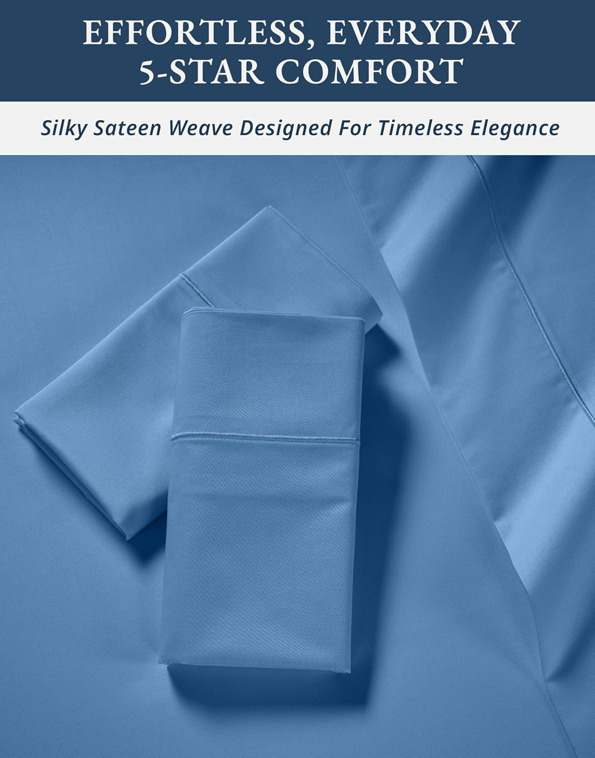 Egyptian Cotton King Bed Sheets - Soft, Cooling, Sateen Weave - Blue Jasper