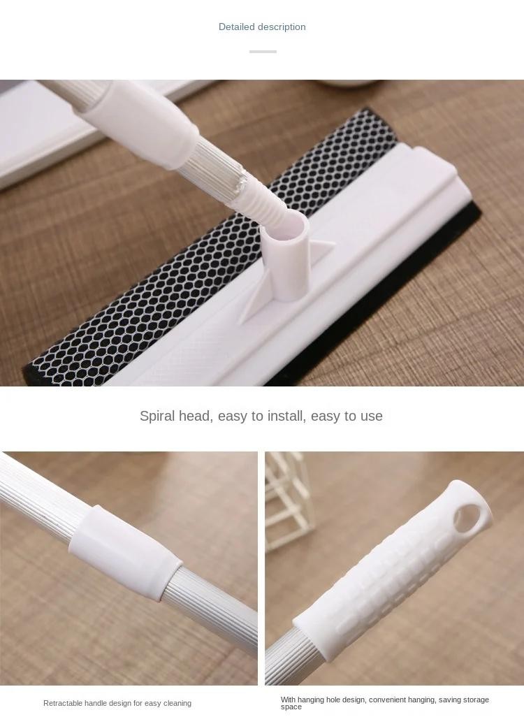 S2-in-1 Window Squeegee Cleaner with Retractable Pole Glass Cleaning Tool