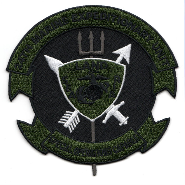 4" MARINE CORPS 24TH MEU-SOC SUBDUED ARROW EMBROIDERED HOOK & LOOP  PATCH
