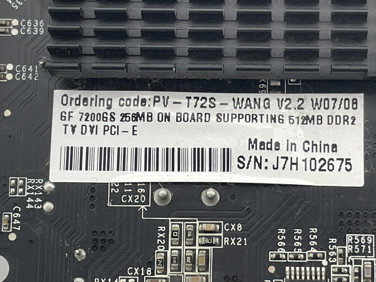 XFX pv-t72s-wang v2.2 W07/08 GF 7200GS 256MB DVi/VGA/S-Video PCiE Video Card