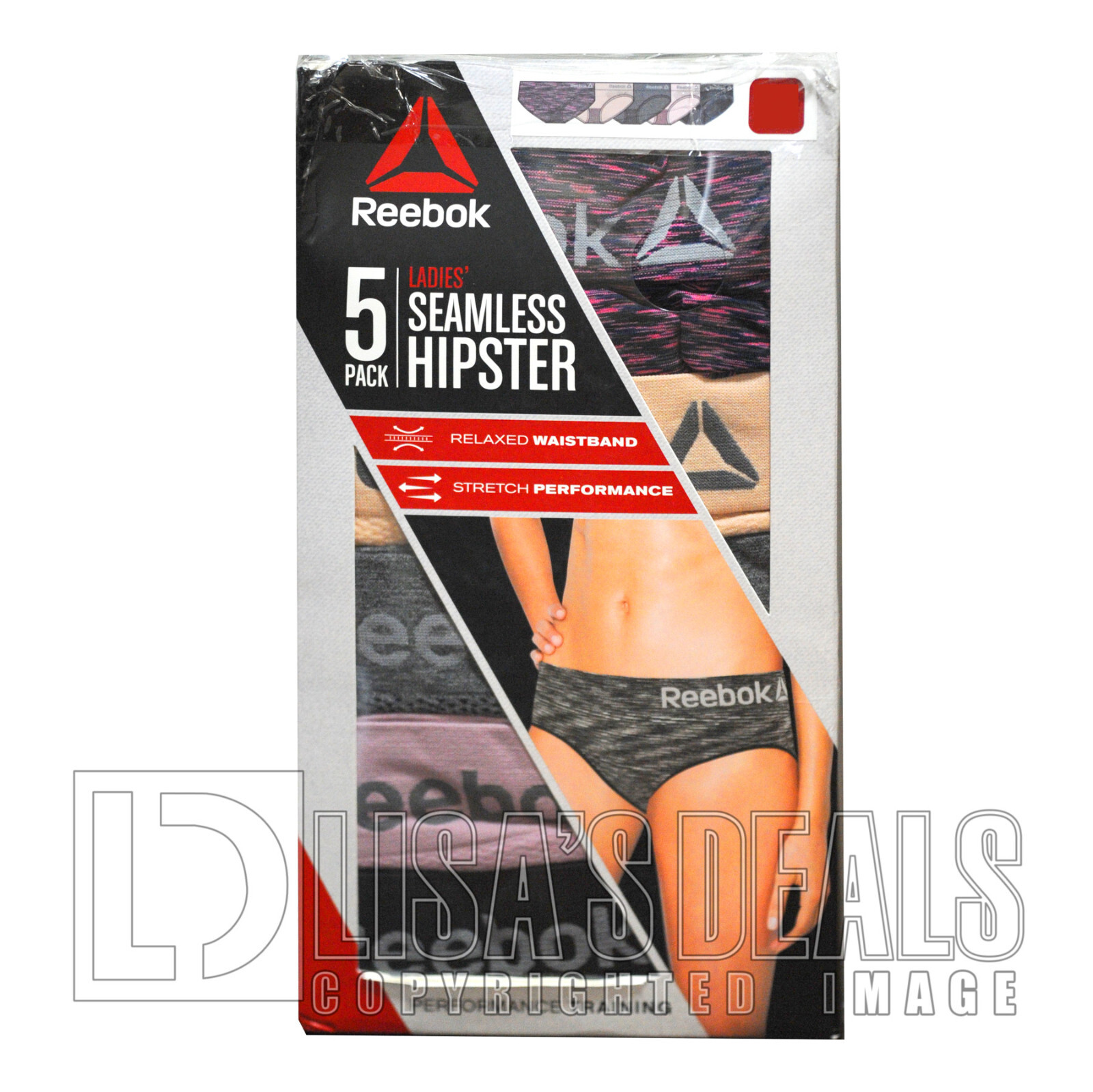 NEW LADIES 5 PACK REEBOK SEAMLESS HIPSTER Stretch Performance Panties S M L XL