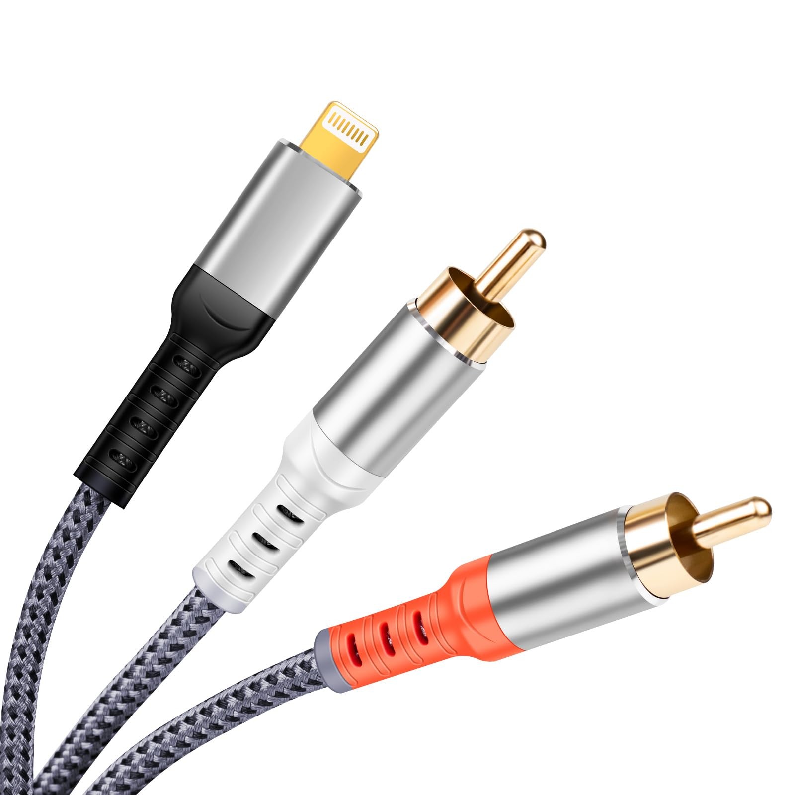 Rliwov 【MFi Certified】 Compatible with Lightning to RCA Cable Audio 4FT, Grey