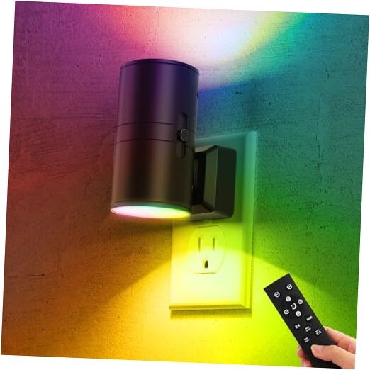 Night Lights Plug into Wall 11-Color Changing 1 Pack Black remote control-RGB