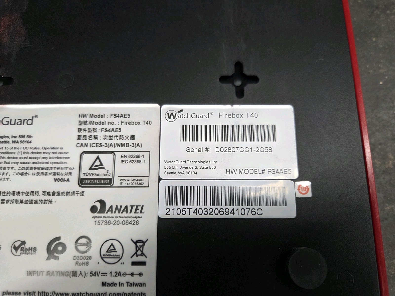 Watchguard Firebox FS4AE5 Network Security Firewall T40 Appliance UNTESTED