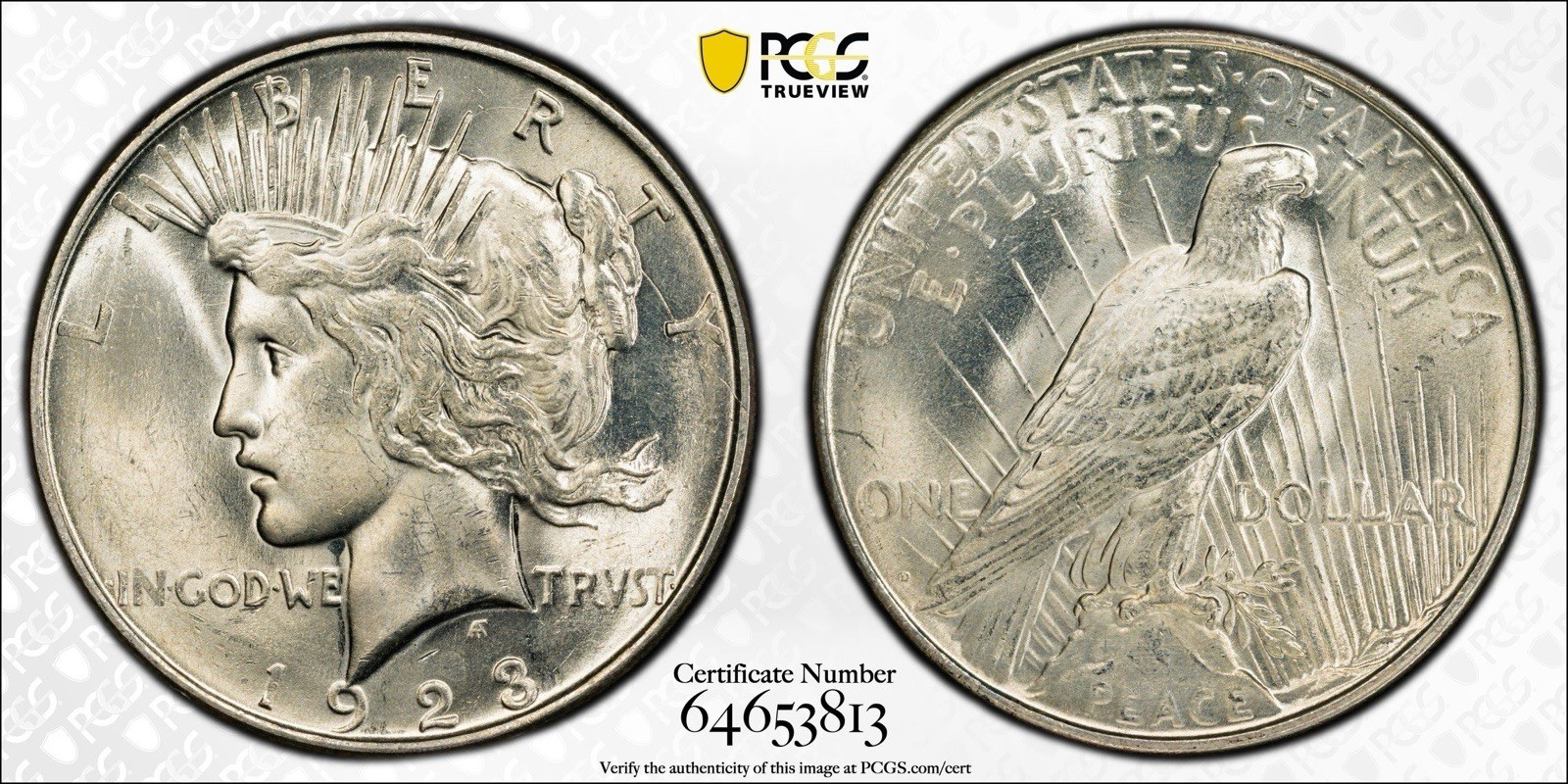 1923-D Peace Silver Dollar PCGS MS64