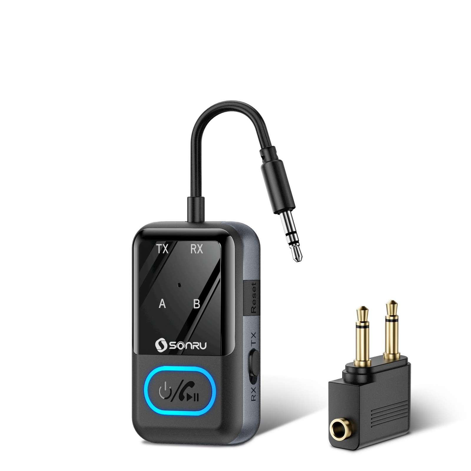 Bluetooth 5.3 Transmitter Adapter for Airplane 2-in-1 Wireless Bluetooth Audi...