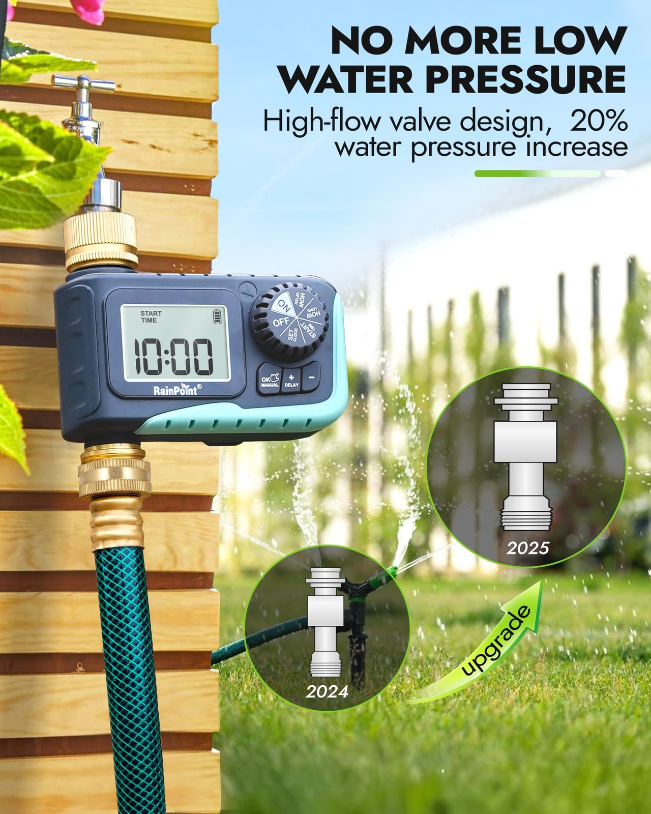 Rainpoint Sprinkler Timer Brass Programmable Hose Timer For Garden Soaker Hose