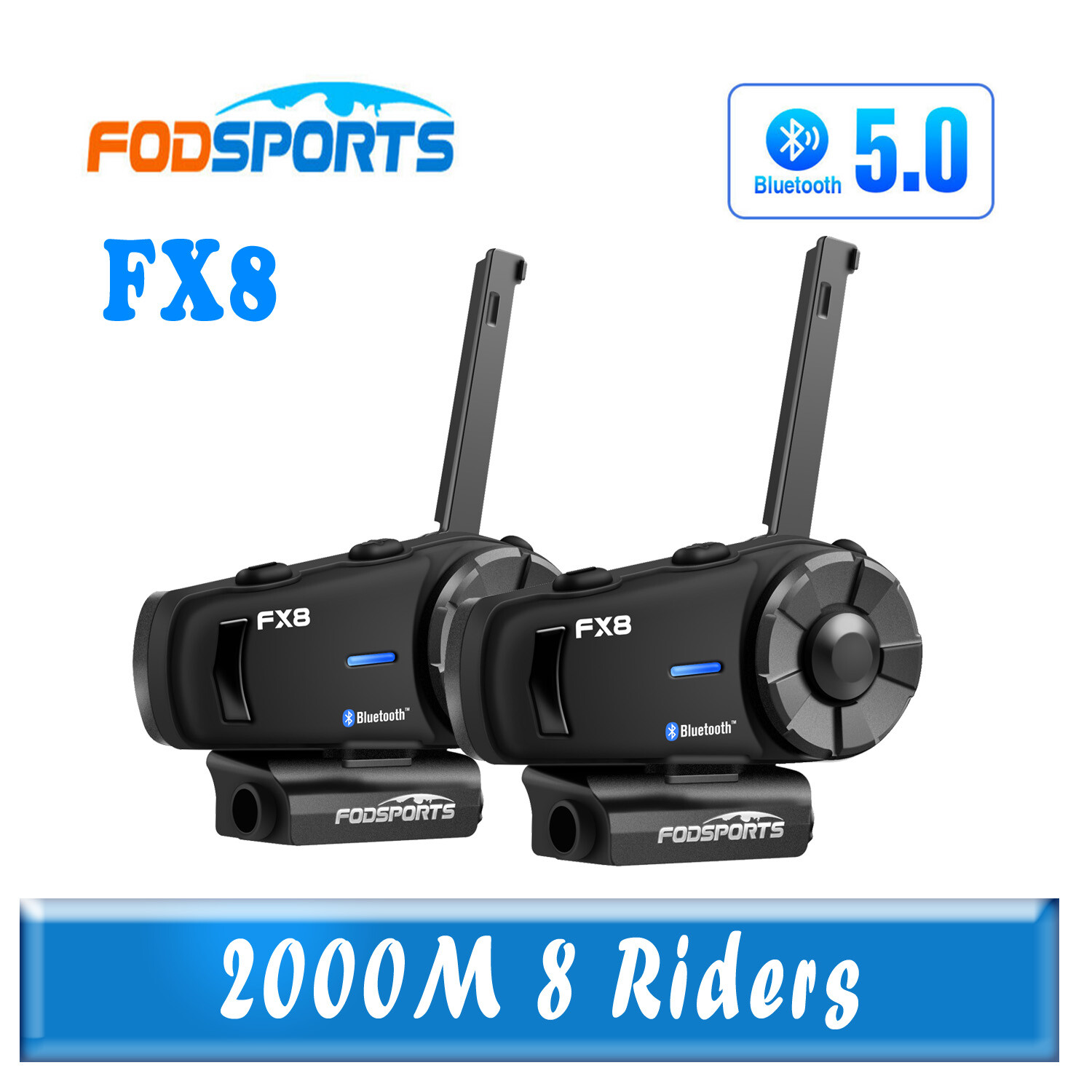 2pcs FX8 2000M motorcycle helmet intercom Bluetooth intercom headset headphones