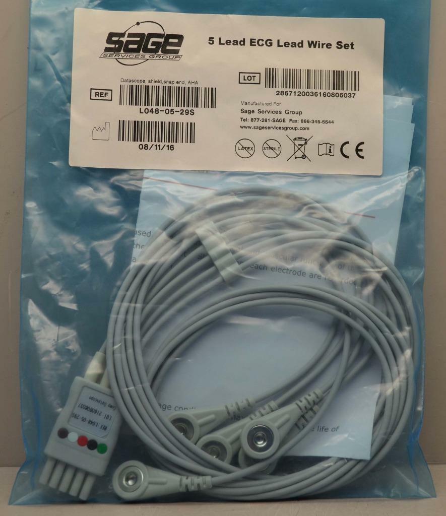 Sage 5 Lead ECG Lead Wire Set REF L048-05-29S ++ NEW ++